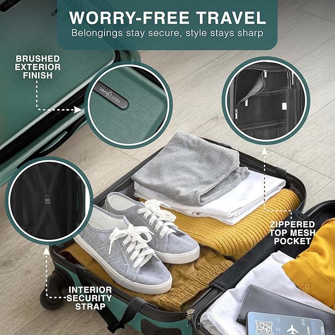 28 Inch Luggage with Spinner Wheels, Hard Shell Suitcase with TSA Locks for Luggage, Travel Large Suitcase, Expandable Hard Shell Suitcases, Green