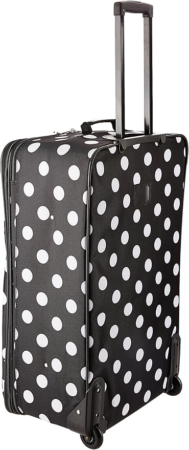 Rockland Vara Softside 3-Piece Upright Luggage Set, Expandable,Black dot, (20/22/28)