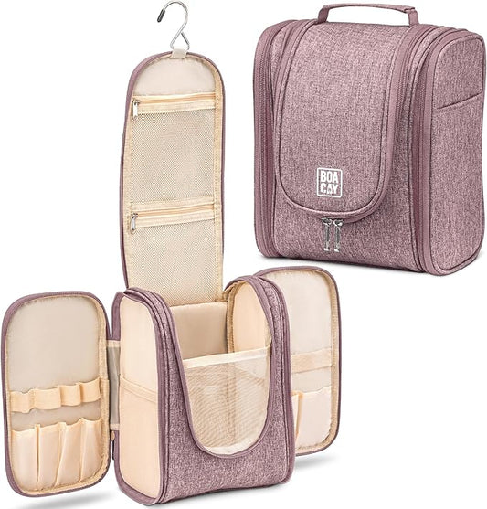 BOACAY Hanging Travel Toiletry Bag for Women and Men, Makeup Bag, Bathroom & Shower Organizer Kit for Accessories, Cosmetics, Travel Essentials