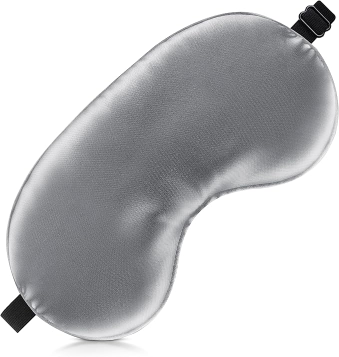 Sleep Mask Silk Eye Mask for Men Sleeping Mask, Adjustable Elastic Strap for Night Shading Sleep Mask, Soft and Comfortable for Both Men and Women (Grey)