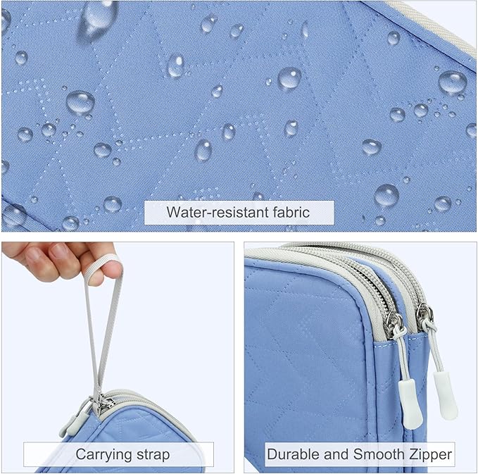 FYY Electronic Organizer, Travel Cable Organizer Bag Pouch Electronic Accessories Carry Case Portable Waterproof Double Layers All-in-One Storage Bag for Cable, Cord, Charger, Phone, Pattern Blue (M)