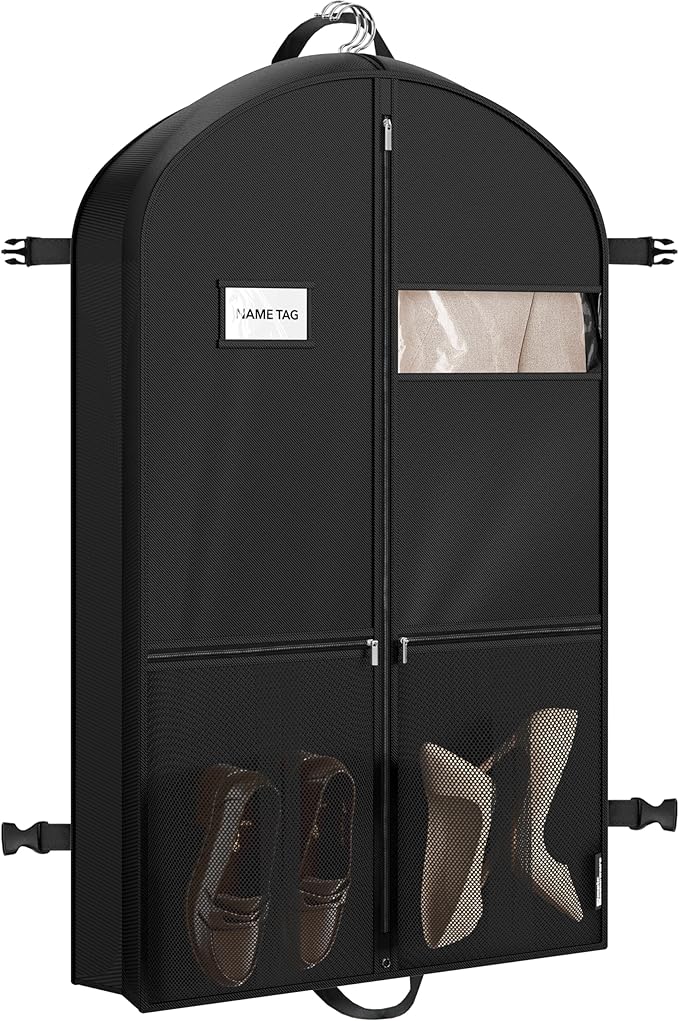 Simple Houseware 43'' Travel Garment Bag with Pockets for Suits, Dresses, Coats, Heavy Duty 300D Polyester