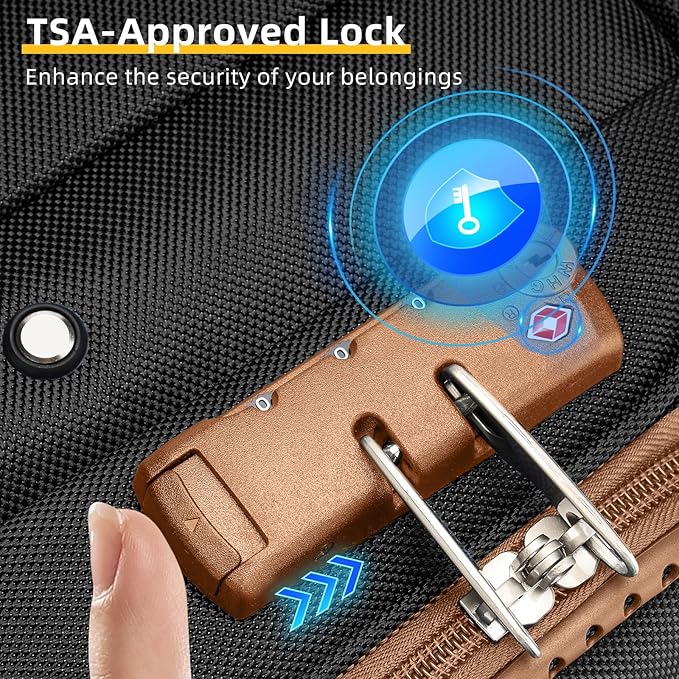 LARVENDER Luggage Sets 5 Piece Softside Expandable Suitcases Set with Spinner Wheels TSA Lock, Lightweight Soft Shell Rolling Travel Luggage Set Clearance for Men and Women, Black Brown