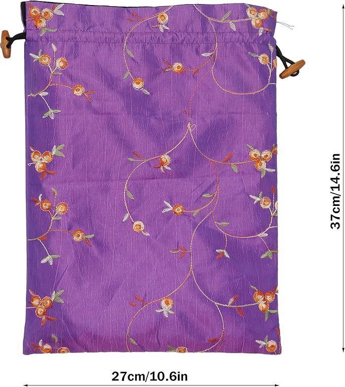 4pcs Embroidered Silk Flower Design Jacquard Travel Bag, Lingerie Bags Underwear Bags Laundry Bags Shoe Bags for Travel Storage for Men Women Washable Cloth Shoe Bags