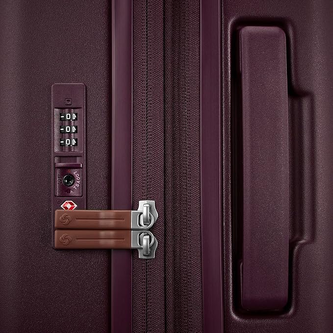 Virtuosa Hardside 21 Inch Carry On Luggage - Airline Approved with 360° Spinner Wheels, RightHeight™ Adjustable Handle - Zippered WetPak™ - TSA Lock - Expandable Light Polycarbonate Shell - Merlot