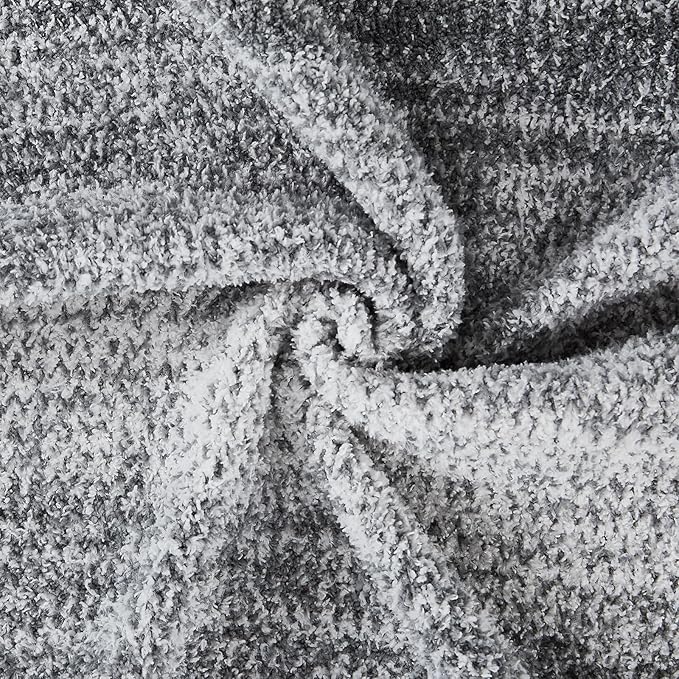 Throw Blanket, Grey Gradient Soft Cozy Fluffy Knitted Throw Blankets for Couch, Sofa, Bed, Chair, Warm Fuzzy Plush Travel Picnic Lightweight Blanket, 50x60 inches