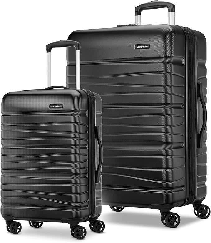 Samsonite Evolve SE Hardside Expandable Luggage with Double Spinner Wheels, Bass Black, 2PC Set (CO/L)