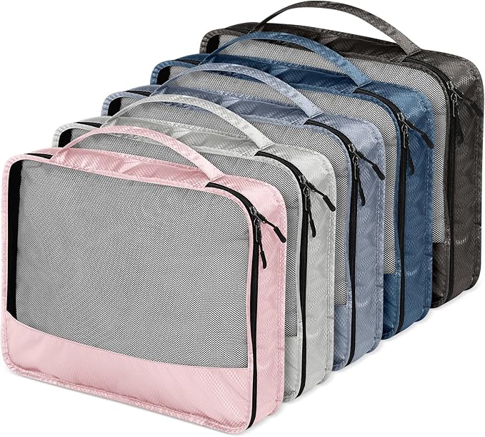 5 Pcs Packing Cubes for Suitcase Large Travel Cubes Carry on Luggage Organizer Bags for Clothes Accessories(S,Morandi)