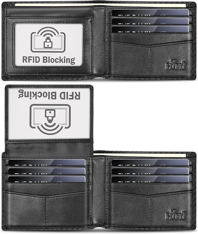 Wallet for Men-Genuine Leather RFID Blocking Bifold Stylish Wallet With 2 ID Window