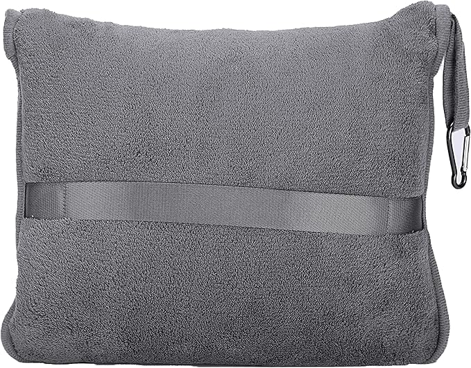 BlueHills Premium Soft Travel Blanket Pillow Airplane Flight Blanket Throw Bag Pillowcase Compact Large 2 in 1 Combo Warm Traveling Plane Essentials Portable Gifts Lightweight Grey Gray T007