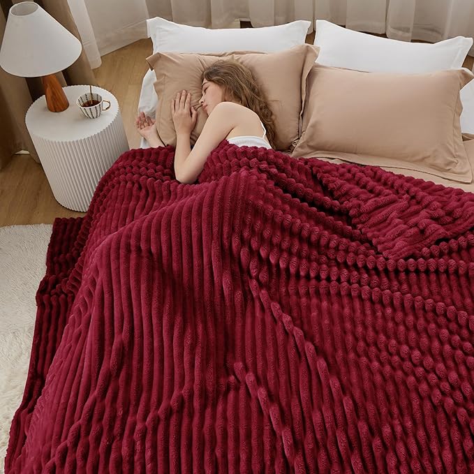 Bedsure GentleSoft Red Blanket for Couch - Cozy Soft Blankets for Women, Cute Small Throws for Girls, 90x90 Inches