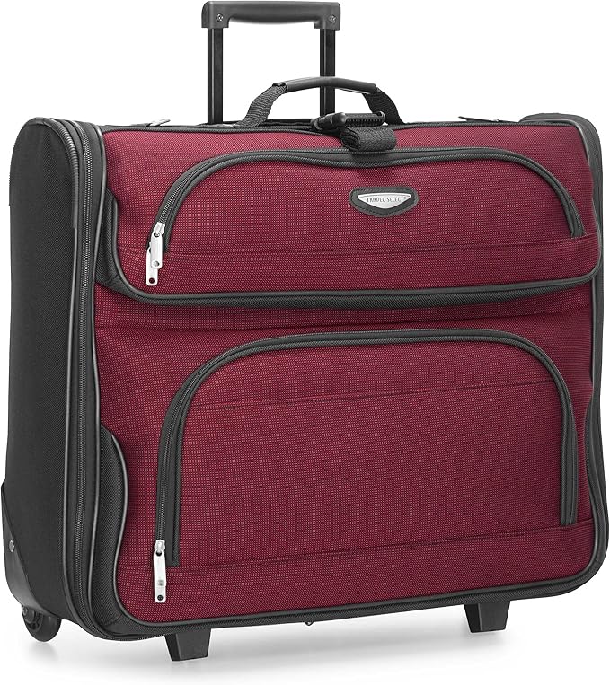 Travel Select Amsterdam Business Rolling Garment Bag, Softside Expandable Rolling 2-Wheeled Suit Carrier, Red, One Size