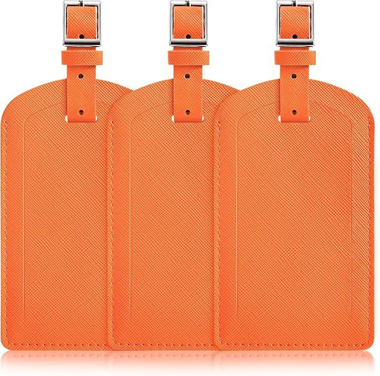 3 Pack Luggage Tags for Suitcases, TSA Approved Bag Tags, Baggage Tags with Privacy Protection, Travel Essentials Luggage Accessories, Bright Orange