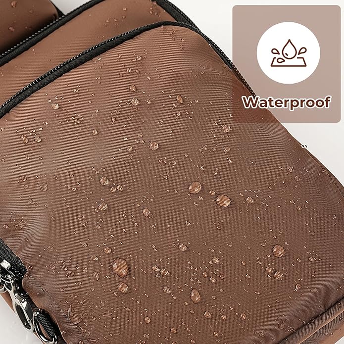 BROADREAM Mini Crossbody Sling Bag, Small Chest Bags Dual Pocket with Zipper Lock, RFID Blocking & Water Resistant Women Men