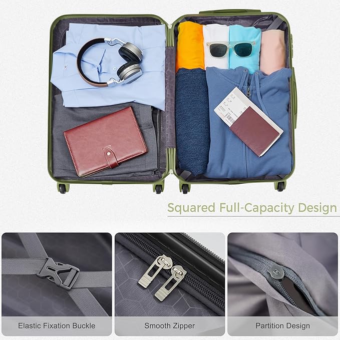 3 Pcs Expandable ABS Hardshell Luggage Sets Spinner Wheel Suitcase Set TSA Lock Suit Case