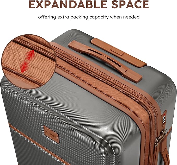 Suitour Expandable 4-Piece Luggage Set (14" 19" 23" 27") ABS Hardside Suitcase Sets with Spinner Wheels Checked Luggage Travel Suitcase