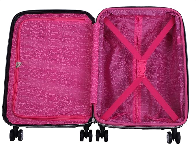 Betsey Johnson Designer 20 Inch Carry On - Expandable (ABS + PC) Hardside Luggage - Lightweight Durable Suitcase With 8-Rolling Spinner Wheels for Women (Paris Love)