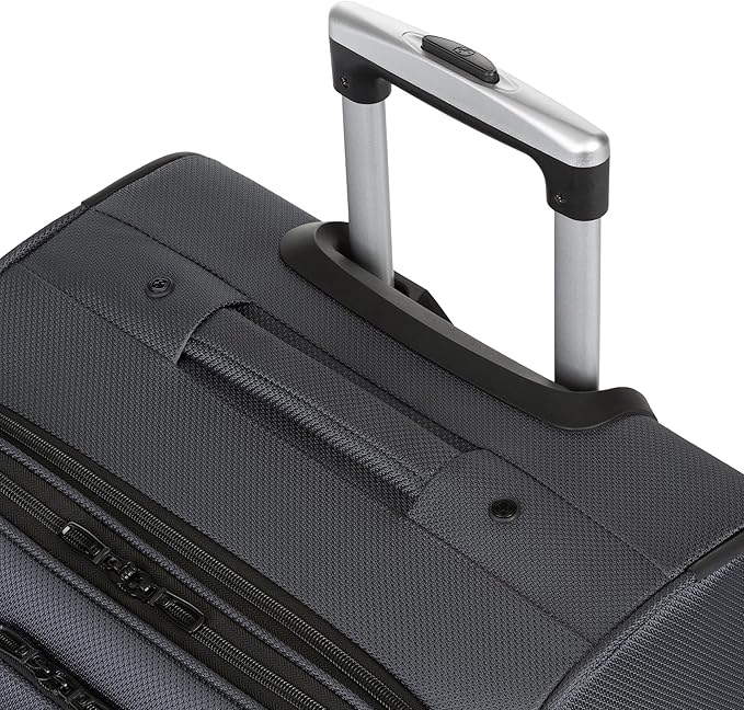 SWISSGEAR Sion Softside Expandable Spinner Luggage Durable Lightweight Travel Suitcase, Dark Grey, Checked-Medium 25-Inch