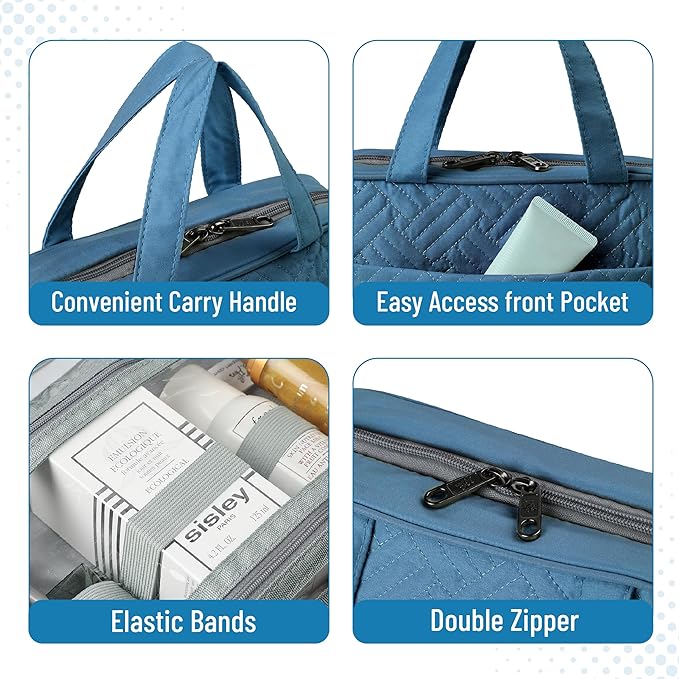 Ms. Pen- Travel Toiletry Bag Organizers, Teal, Makeup Travel Bag for Toiletries with Hanging Hook, Water-Resistant
