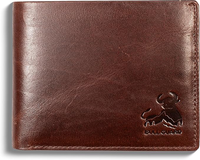 BULL GUARD Mens RFID Blocking Bifold Wallet Top Grain Leather Forest Brown, Secure and Durable Extra Capacity Billfold With 10 Credit Card Slots, Flip Up ID, Tight Stitching, Quick Access, Coin Pocket