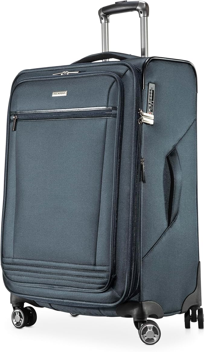 Ricardo Beverly Hills Avalon Softside Medium Check-In Luggage Made with Sustainable 100% Recycled PET (rPET), Lightweight, Eco-Friendly Travel, Expandable, Dual Spinner Wheels, Storm Blue, 24-inch