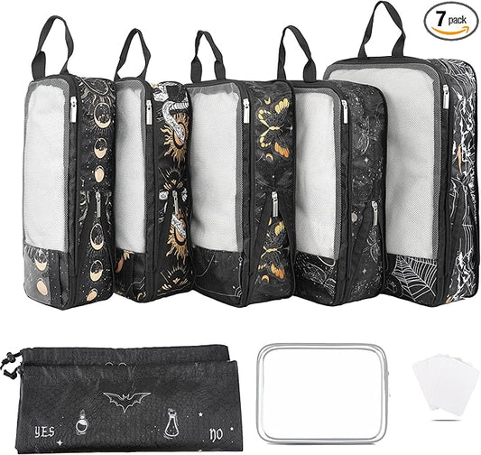 7 Pcs Compression Packing Cubes for Travel Luggage, Lightweight Suitcase Organizer Bags Set, Compression Packaging Cube for Travel Essentials, Packing Cubes for Carry on Suitcase