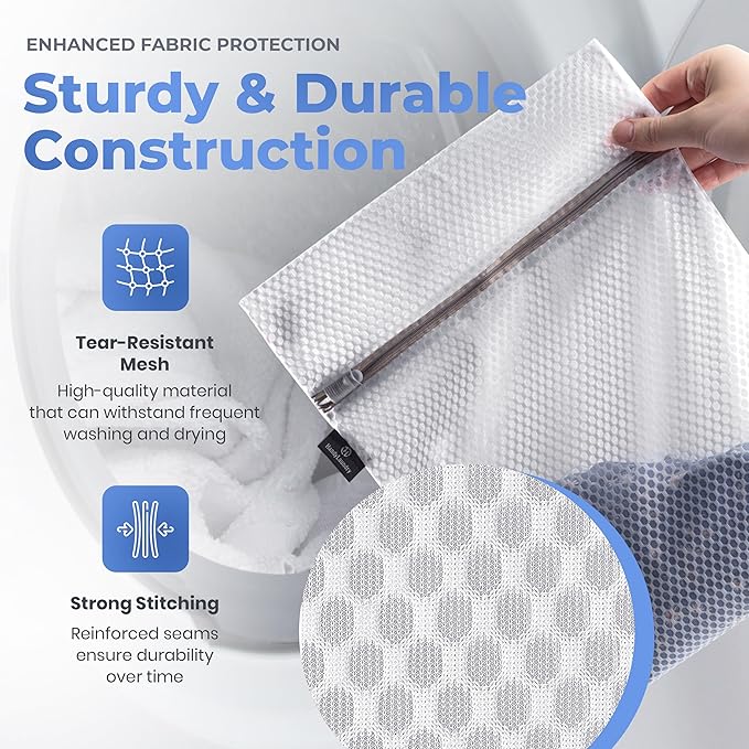 Handy Laundry Mesh Laundry Bag - 4 Pack Zippered Honeycomb Net for Delicates - Delicates Wash Bags for Lingerie, Socks & Underwear - 12x16 Durable Washing Machine Protector
