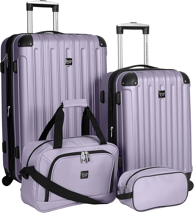 Travelers Club Midtown Hardside 4-Piece Luggage Travel Set, Lilac