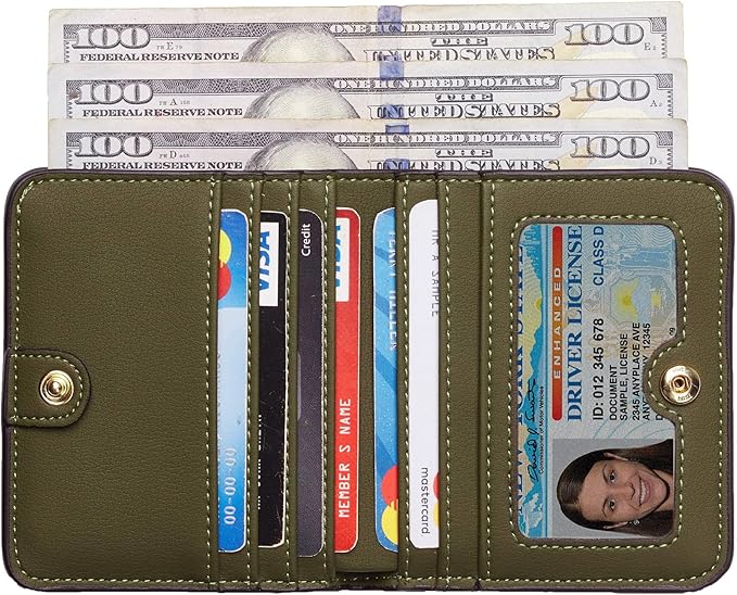 Toughergun Women’s Small Slim Leather Wallet with RFID Protection, Compact Bifold Mini Purse with Clear ID Window