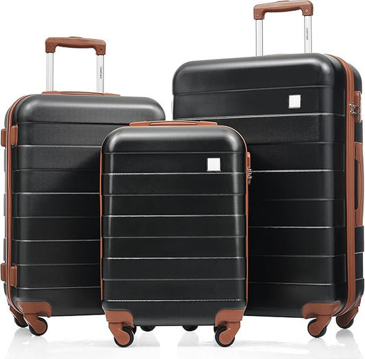 Merax 3 Piece ABS Hardshell Luggage Sets Spinner Wheel Suitcase TSA Lock Suit Case