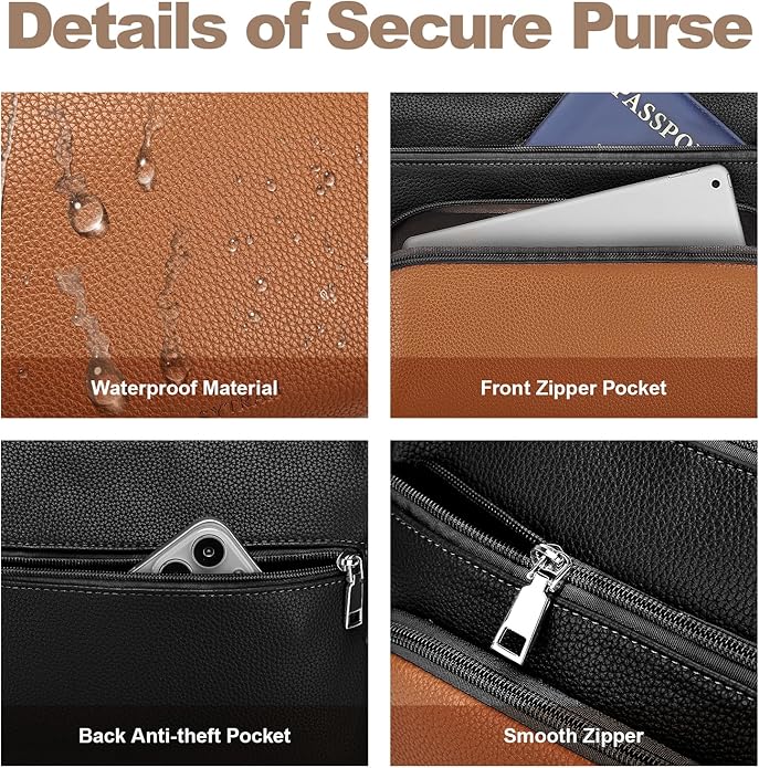 SYTRAH Anti-Theft Crossbody Purse for Women, Crossbody Shoulder Bag with Built-in Wallet & RFID Blocking for Travel Workout