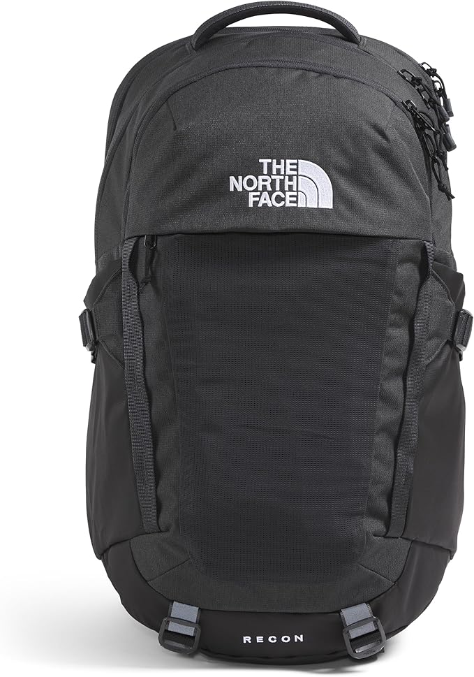 The North Face Recon Everyday Laptop Backpack - Daypack, Water Repellent, Laptop Sleeve, 2 Water Bottle Pockets, Asphalt Grey Light Heather/TNF Black-NPF, One Size