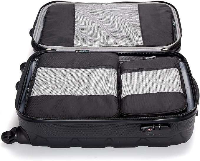 TravelWise 5 Piece Packing Cube Set, Durable Lightweight Luggage Organizer System with Small, Medium and Large Cubes for Travel, Weekender and Carry On Use, Black
