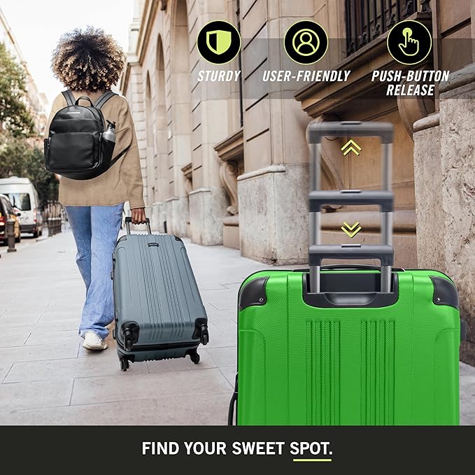 Kenneth Cole REACTION Out of Bounds Lightweight Hardshell 4-Wheel Spinner Luggage, Kelly Green, 28-Inch Checked