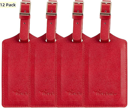 Travelambo Luggage Tags for Suitcases PU Leather Travel Tags Bag Tags Privacy Protection Travel Essentials