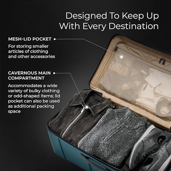 Briggs & Riley 32" Extra Large Trunk Spinner - Checked Luggage for Travel, Suitcases with Wheels, Hardside Rolling Bag for Men & Women, Self-Repairing Zipper - Torq Collection, Ocean