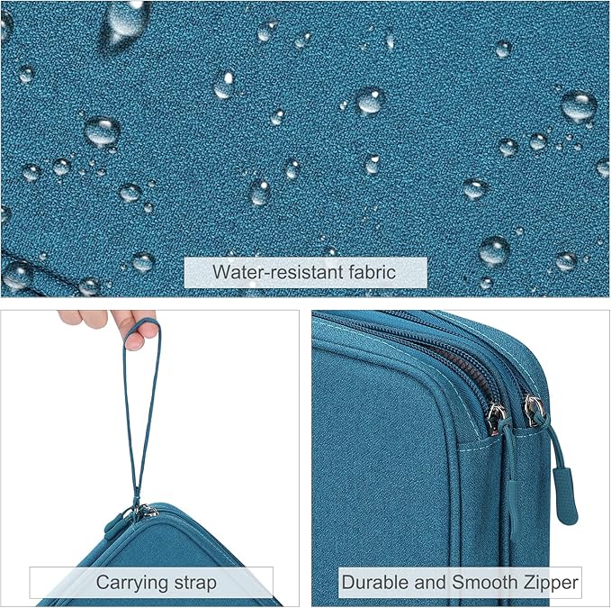 FYY Electronic Organizer, Extra Large Travel Cable Organizer Bag Pouch Portable Waterproof Double Layers All-in-One Storage Bag for iPad, Cable, Power Bank, Laptop Charger for Office/Home, Dark Green