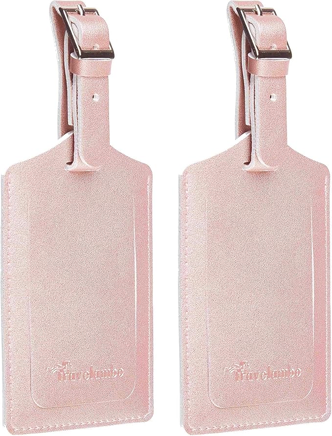Travelambo Luggage Tags for Suitcases PU Leather Travel Tags Bag Tags Privacy Protection Travel Essentials