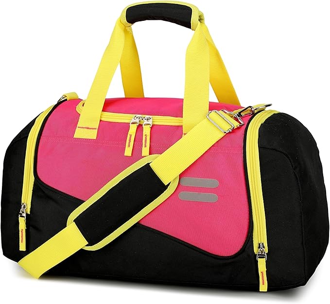 Urbanstand Gym Bag for Men & Women - 30L Duffel Bag with Shoe Compartment, Weekender Water Resistant Duffle Bag for Travel, Sports, Exercise & Workouts, Pink Yellow