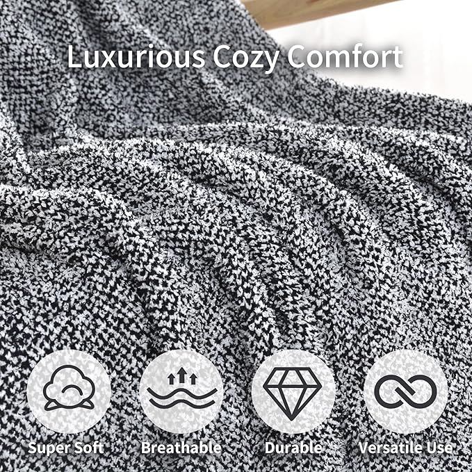 JOOJA Wearable Blanket Super Soft Feather Yarn Blanket Shawl with Pockets Fuzzy Throw Blanket TV Blanket for Adults Teens