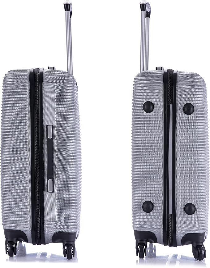 InUSA ROYAL Hardside Spinner Luggage with Ergonomic Handles | Spacious Travel Suitcase with Four Spinner Wheels and Studs | 24 Inch Medium Spinner Luggage | Silver