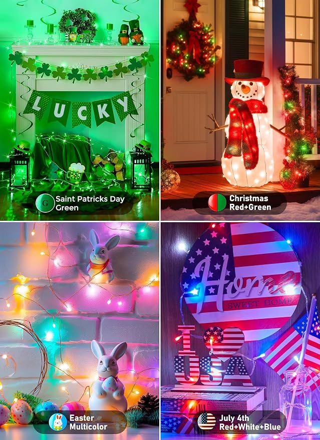 Minetom Color Changing String Lights,22 Colors 100 LED 33FT Outdoor Indoor Waterproof with Remote, Twinkle Christmas Lights, Plug in Fairy Lights for Halloween Easter Valentine's Xmas Party Decor