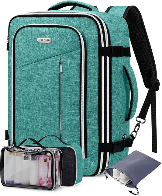 Travel Carry On 17.5" Laptop Expandable Backpack for Men Women, Personal Item Bag Waterproof Airline Approved with USB Charging Hole 3 Packing Cubes, Large Weekender Daypack Business Luggage Suitcase