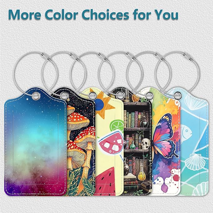 Luggage Tags for Suitcases, 4 Pack Cute PU Leather Suitcase Tag Identifiers TSA Approved with Stainless Steel Loop and Address Card for Baggage Tag for Cruise Airport Travel Essentials by Chelmon