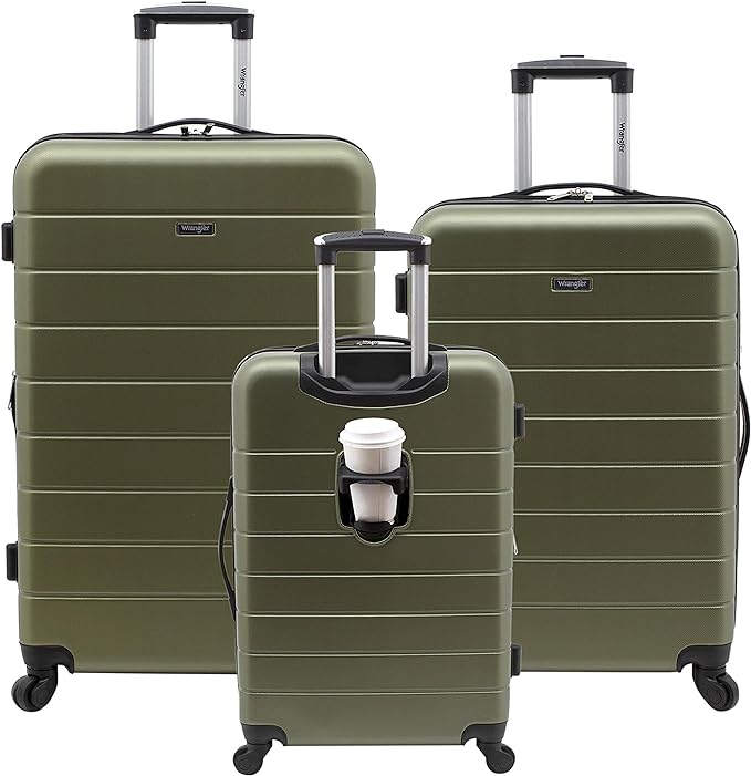Wrangler Smart Spinner Hardside Luggage, 3 Piece Set, Olive Green