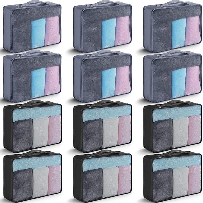 Tudomro 12 Pcs Large Packing Cubes Luggage Organizers for Suitcase Mesh Travel Organizer Bags Travel Packing Organizers for Traveling Camping Hiking