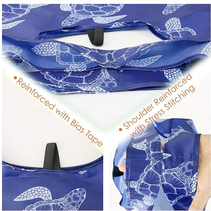 BeeGreen Animal Reusable Shopping Bags Grocery Totes 10 Pack with Zipper Carry Pouch Cute Shopper Bags XLarge Machine Washable Durable Gifts for Animal Lovers Women
