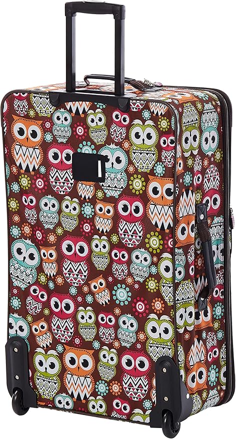 Rockland Jungle Softside Upright Luggage Set, Expandable, Owl, 4-Piece (14/29/24/28)