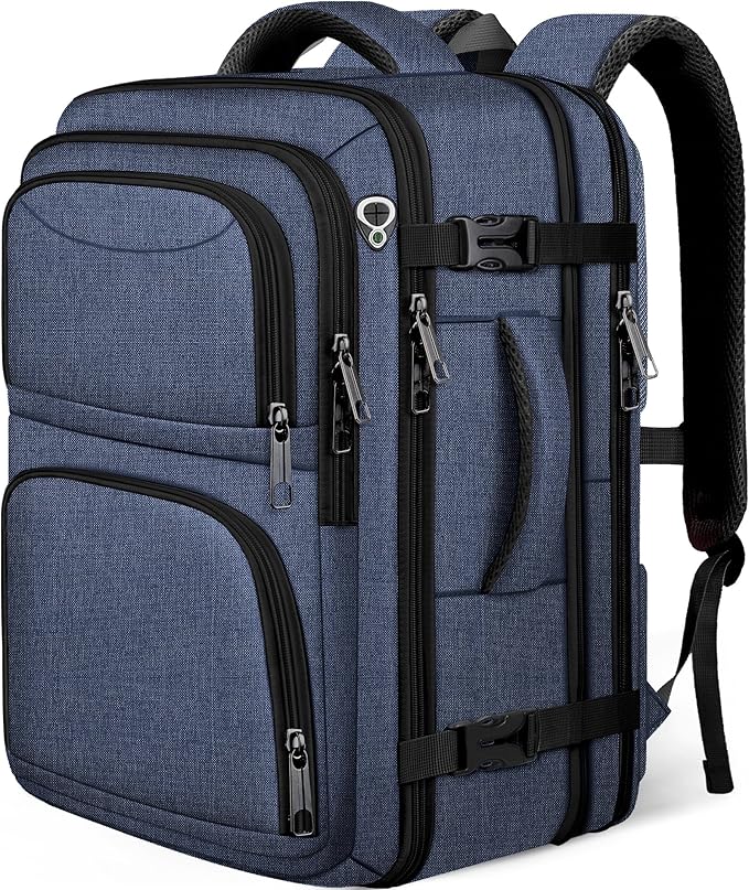 Travel Backpack for Men, Expanable Carry on Luggage Backpack, TSA 17.3 inch Laptop Bag Flight Approved, Lightweight Business Luggage Bag, Travel Gifts for Men Women, Blue