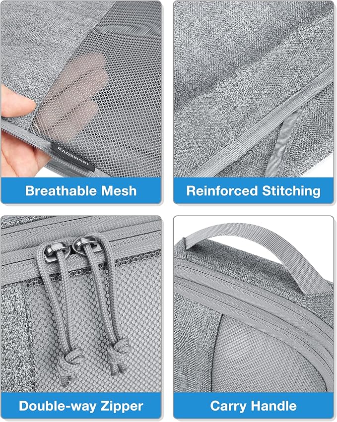 BAGSMART Compression Packing Cubes for Travel, 6 Set Packing Cubes for Carry on Suitcases, Compression Travel Cubes & Suitcase Organizer for Packing with Shoe Bag Grey